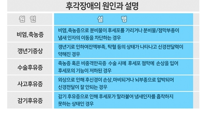후각장애, 치료는 원인별로 달라져야
