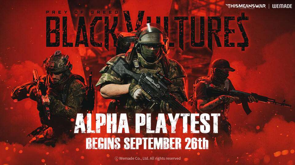 위메이드 자회사 디스민즈워에서 개발 중인 신작 PC FPS 게임 '블랙 벌처스: 프레이 오브 그리드'가 9월 26일부터 28일까지 2차 스팀 플레이 테스트를 실시한다고 2일 밝혔다. 사진=위메이드