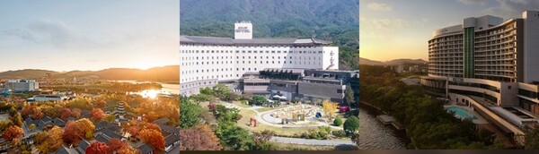 경주 보문관광단지에서 다음 달 1일까지 열리는 APEC 정상회의를 앞두고, 도널드 트럼프 미국 대통령, 시진핑 중국 국가주석, 다카이치 사나에 일본 총리 등 주요 국빈 정상들이 힐튼호텔(왼쪽부터), 코오롱호텔, 라한셀렉트호텔 등 보문단지 내 고급 호텔에 숙소를 배정받았다. 사진=각 사 홈페이지